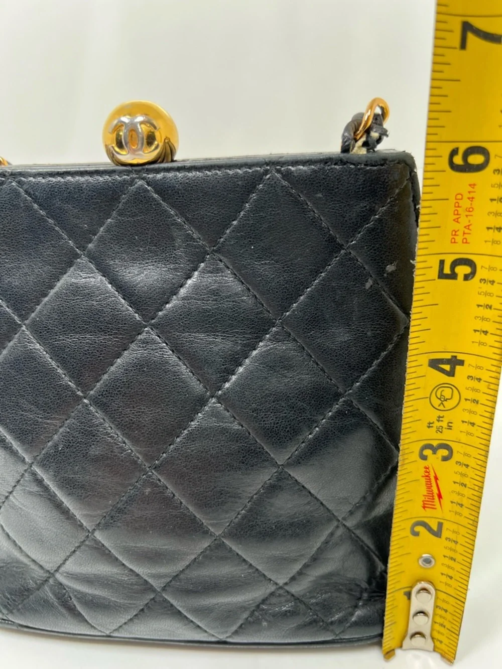 Chanel Vintage Black Quilted Lambskin CC Ball Chain Shoulder Crossbody Bag